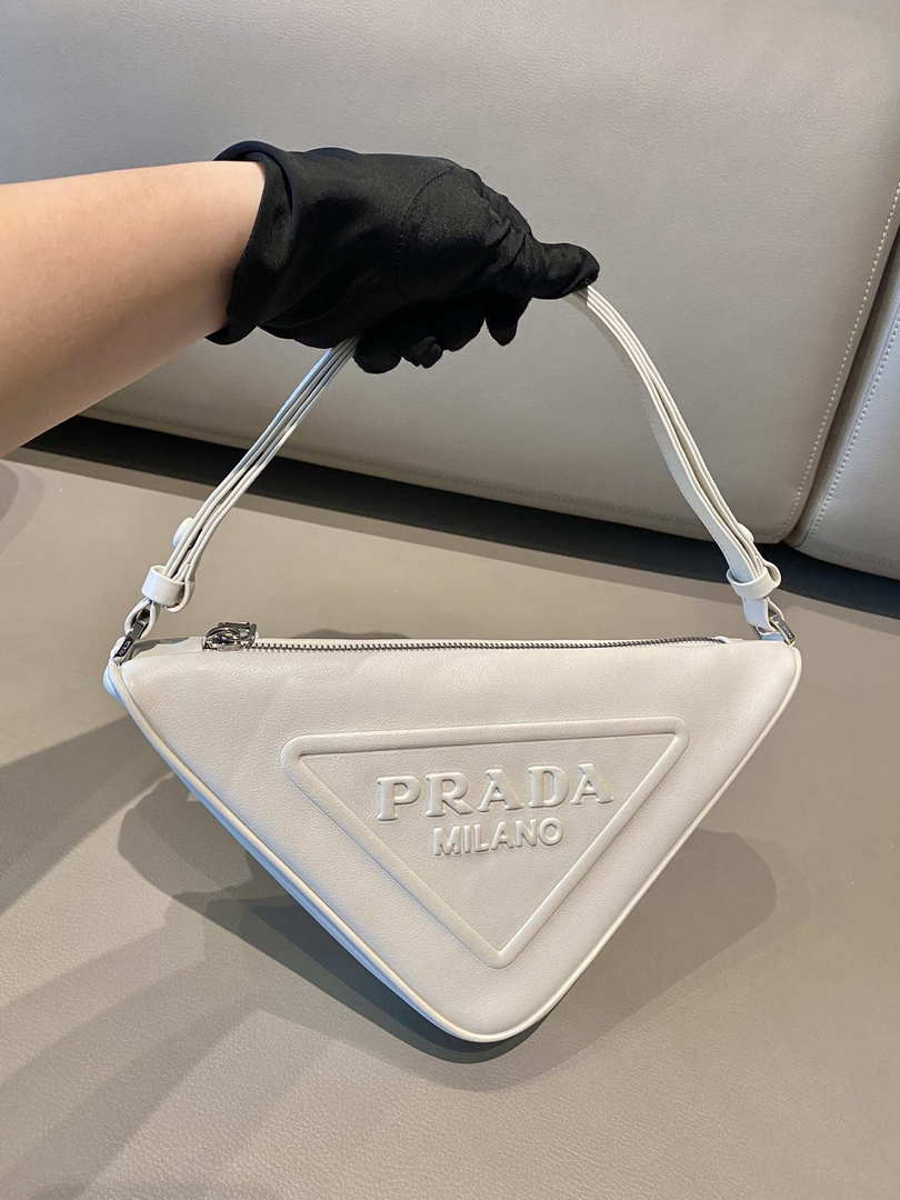 Prada 1NQ043 Triangle leather pouch White - Default Title - View 3