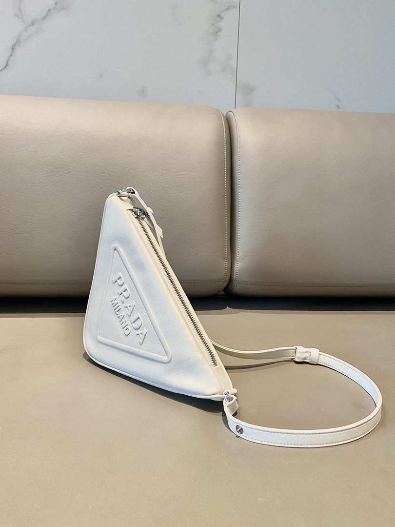Prada 1NQ043 Triangle leather pouch White - Default Title - View 4