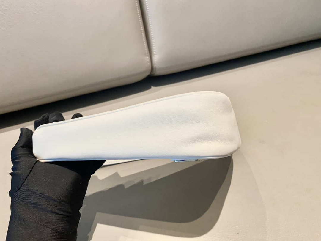 Prada 1NQ043 Triangle leather pouch White