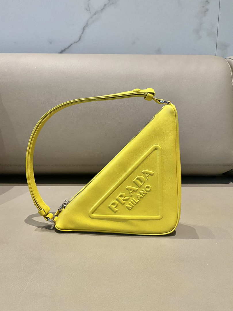 Prada 1NQ043 Triangle leather pouch Yellow