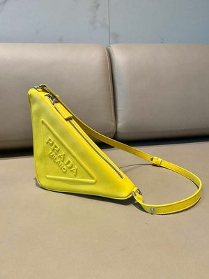 Prada 1NQ043 Triangle leather pouch Yellow - Default Title - View 3