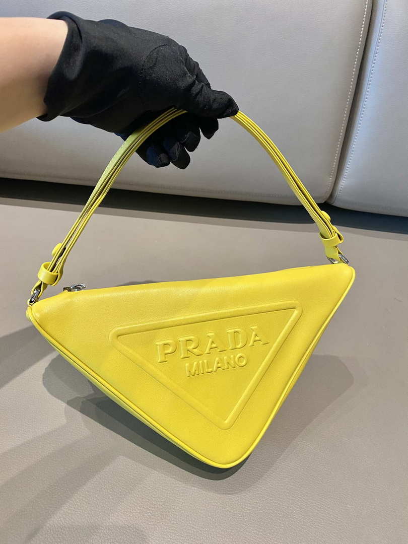 Prada 1NQ043 Triangle leather pouch Yellow - Default Title - View 4