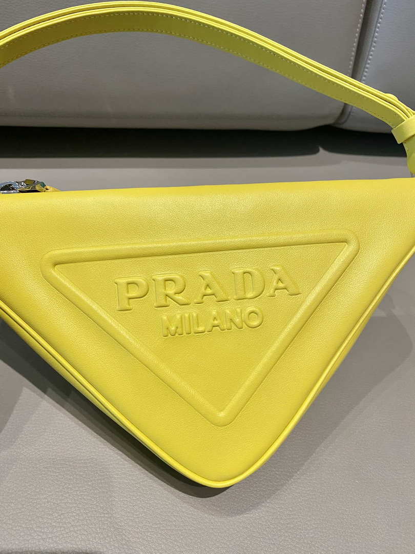 Prada 1NQ043 Triangle leather pouch Yellow