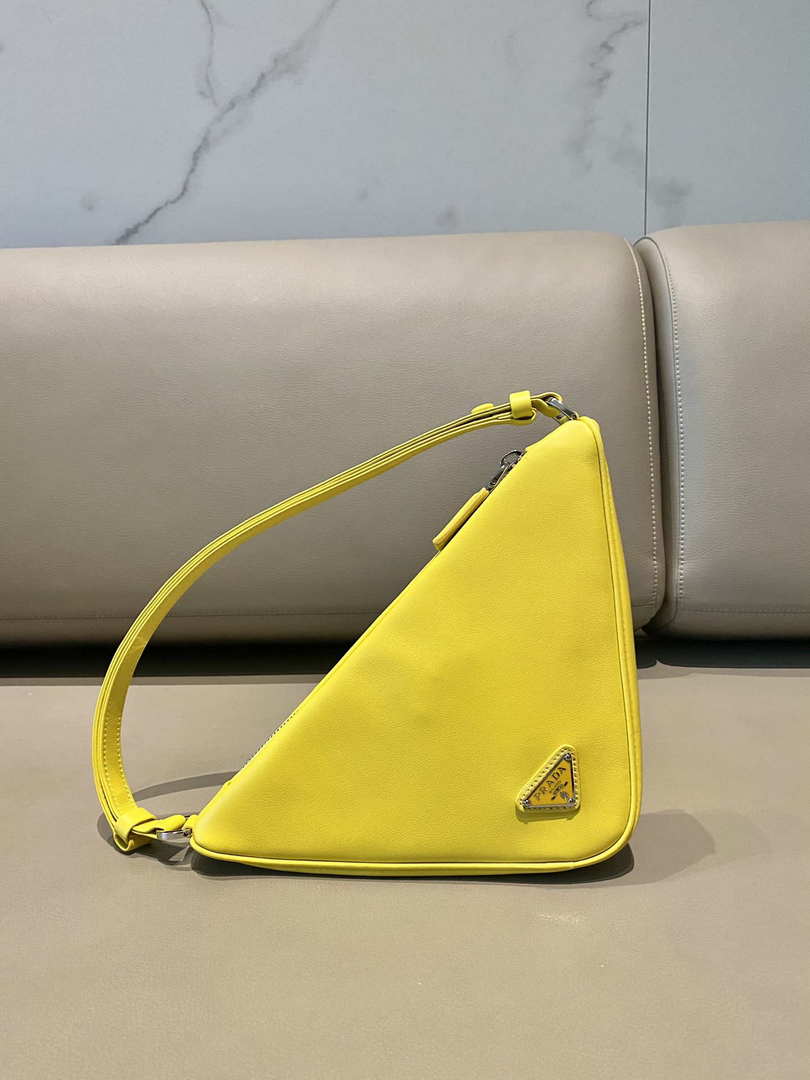 Prada 1NQ043 Triangle leather pouch Yellow