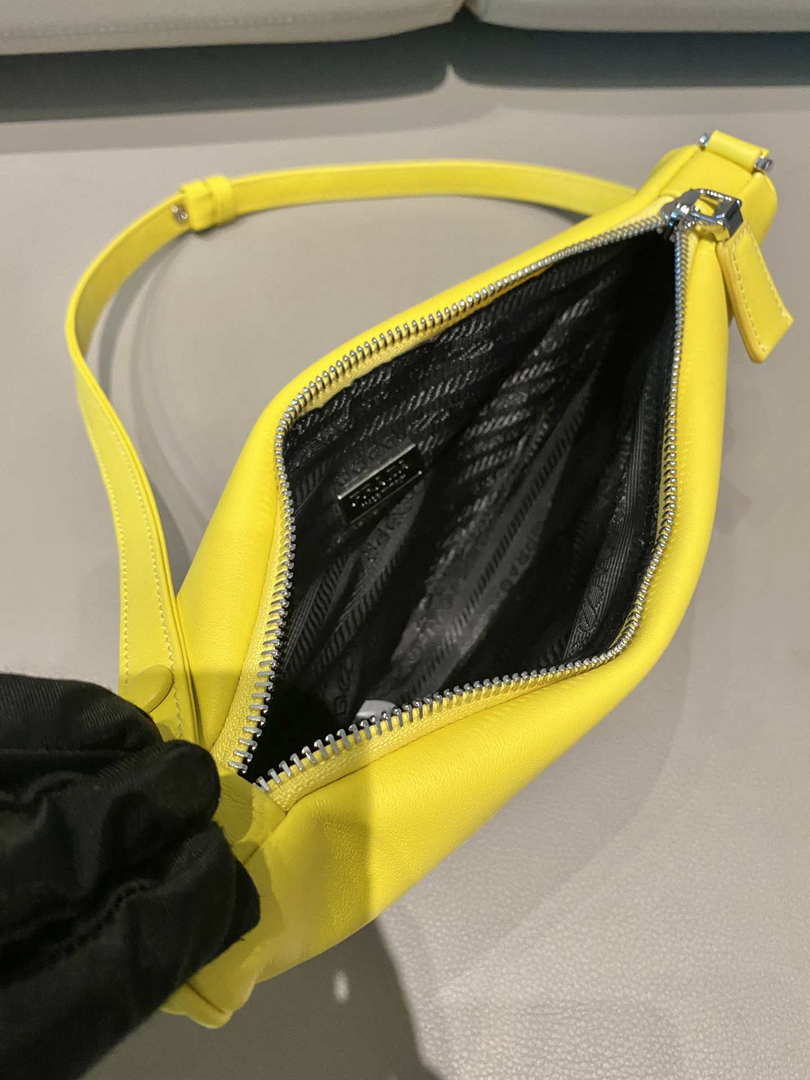 Prada 1NQ043 Triangle leather pouch Yellow - Default Title - View 8