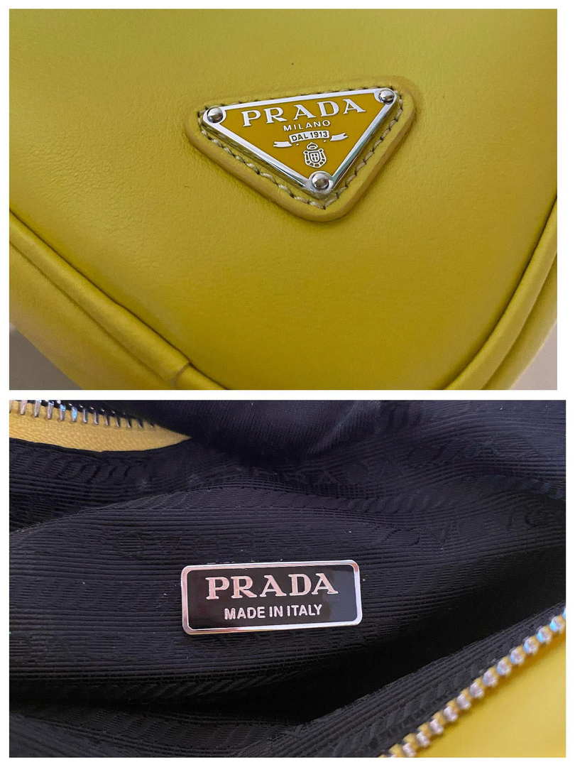 Prada 1NQ043 Triangle leather pouch Yellow