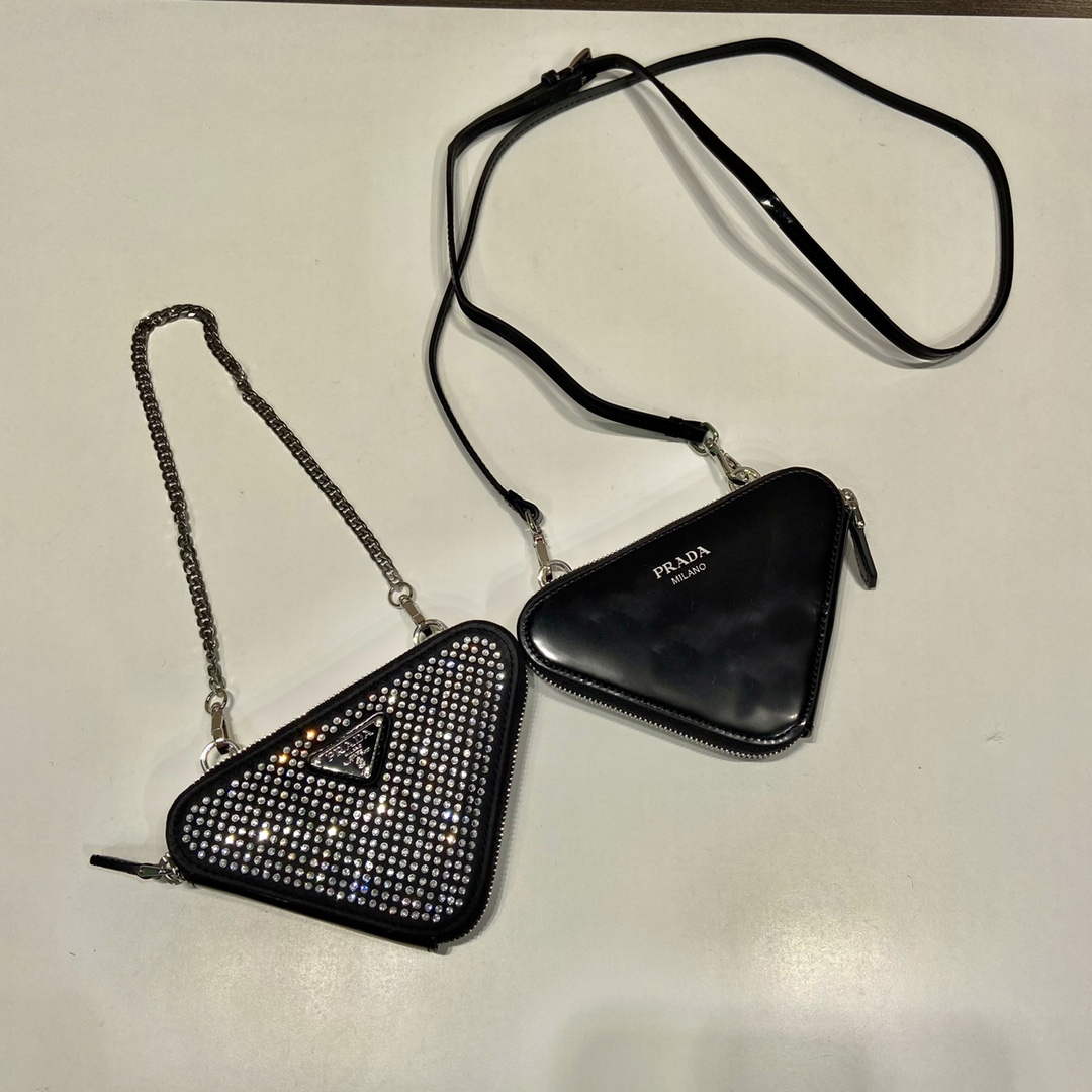 Prada 1NR015 Embellished satin and leather mini-pouch Black - Default Title - View 3