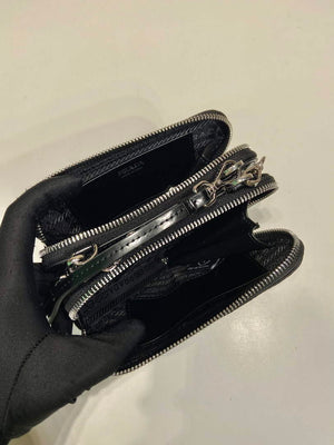Prada 1NR015 Embellished satin and leather mini-pouch Black - Default Title - View 8