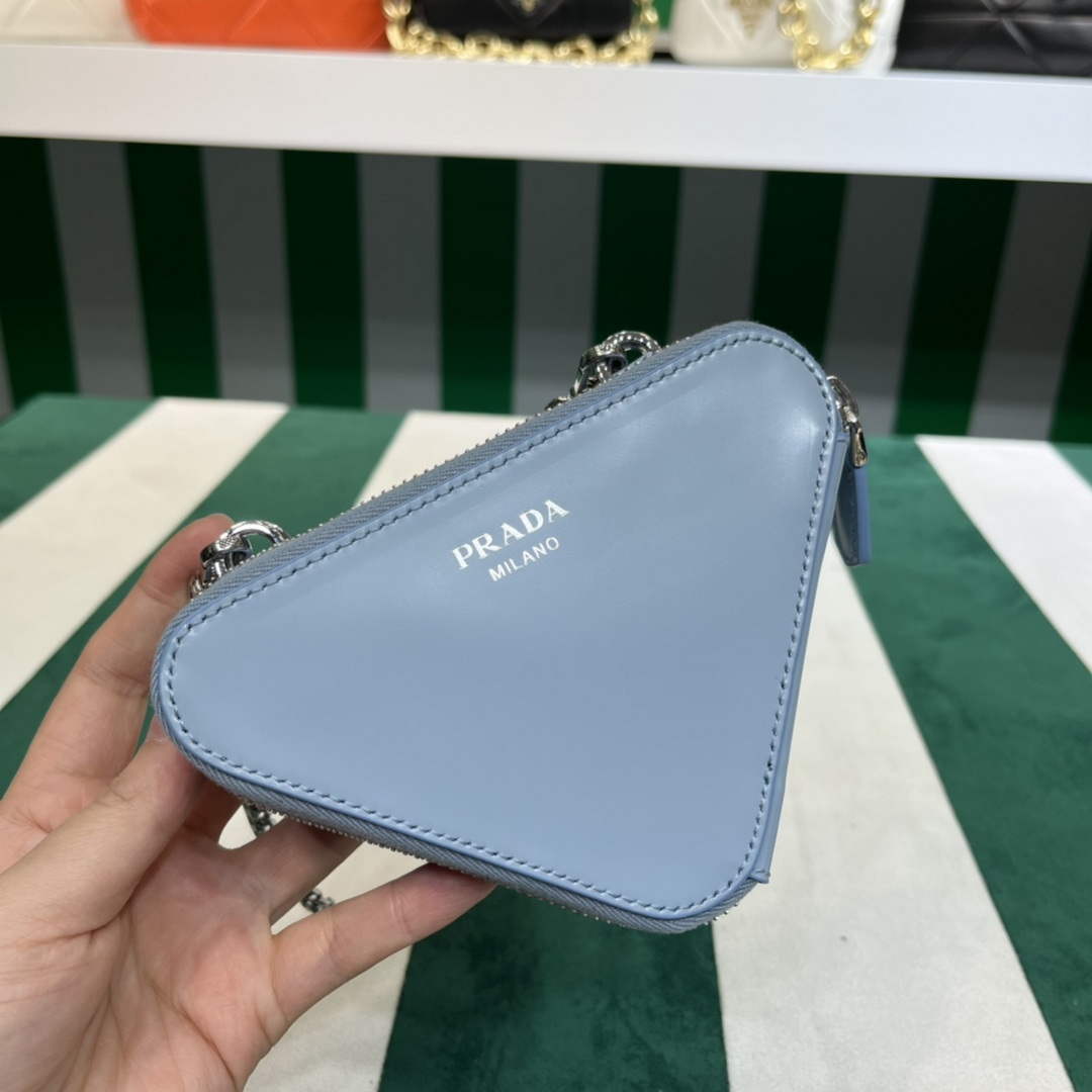 Prada 1NR015 Embellished satin and leather mini-pouch Blue - Default Title - View 4