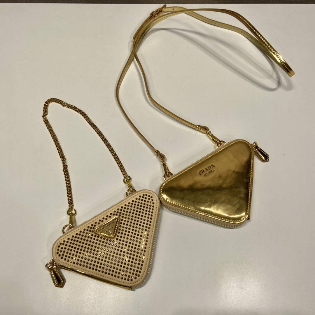 Prada 1NR015 Embellished satin and leather mini-pouch Gold - Default Title - View 3