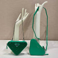 Prada 1NR015 Embellished satin and leather mini-pouch Green - Default Title - View 1