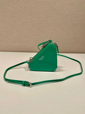 Prada 1NR015 Embellished satin and leather mini-pouch Green - Default Title - View 4