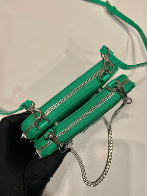 Prada 1NR015 Embellished satin and leather mini-pouch Green - Default Title - View 7