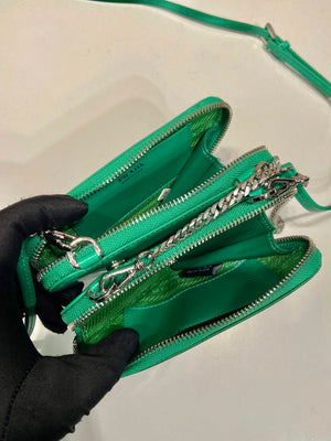 Prada 1NR015 Embellished satin and leather mini-pouch Green - Default Title - View 8