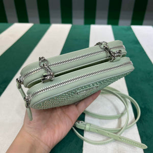 Prada 1NR015 Embellished satin and leather mini-pouch Light green - Default Title - View 2