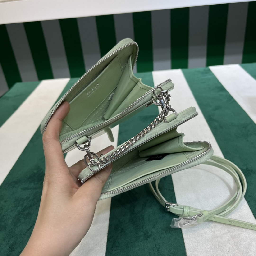 Prada 1NR015 Embellished satin and leather mini-pouch Light green - Default Title - View 6