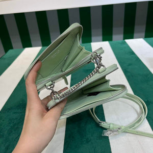 Prada 1NR015 Embellished satin and leather mini-pouch Light green - Default Title - View 6