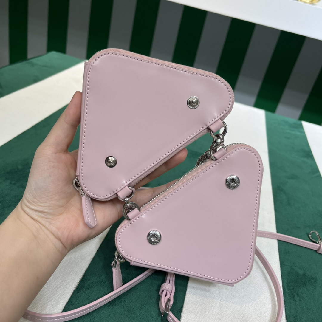 Prada 1NR015 Embellished satin and leather mini-pouch Pink