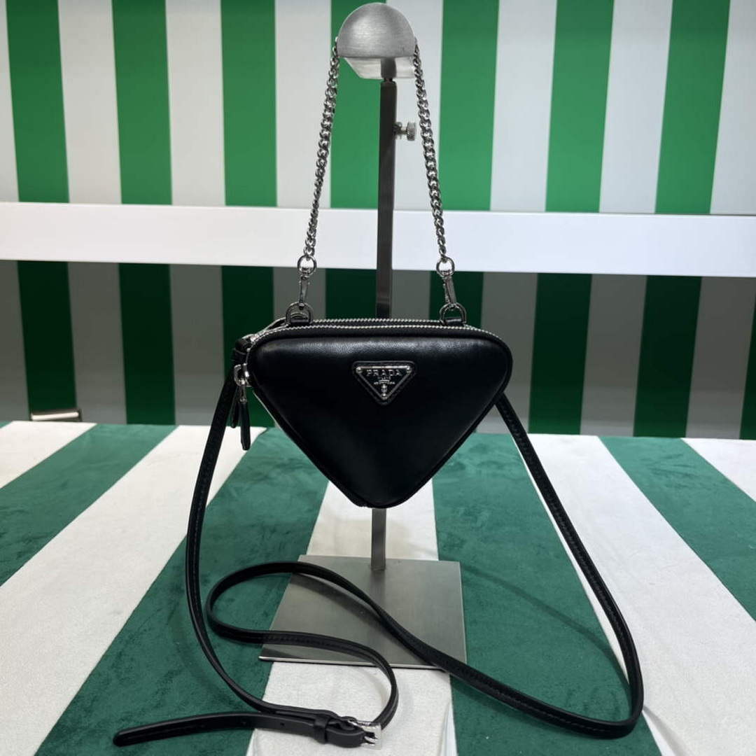 Prada 1NR015 Saffiano leather mini pouch Black - Default Title - View 1