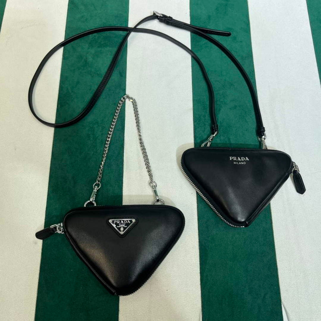 Prada 1NR015 Saffiano leather mini pouch Black