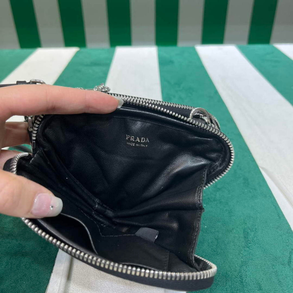 Prada 1NR015 Saffiano leather mini pouch Black