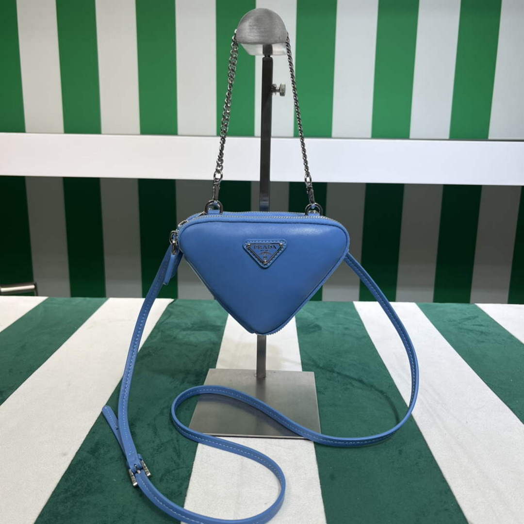 Prada 1NR015 Saffiano leather mini pouch Blue - Default Title - View 1
