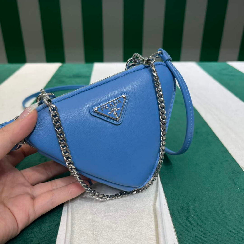 Prada 1NR015 Saffiano leather mini pouch Blue
