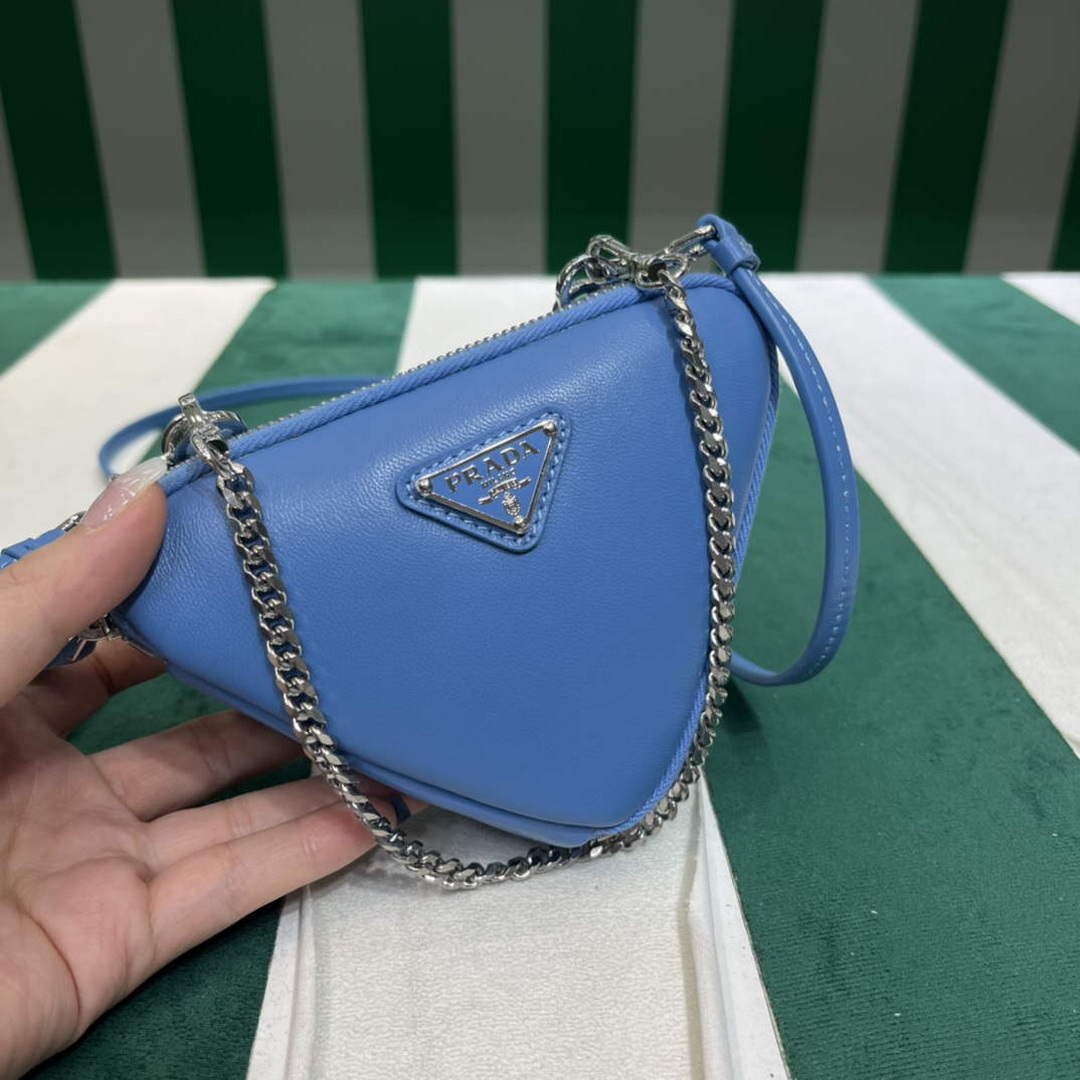 Prada 1NR015 Saffiano leather mini pouch Blue