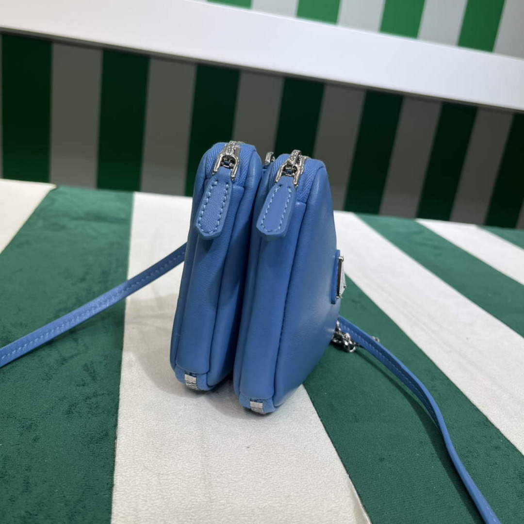 Prada 1NR015 Saffiano leather mini pouch Blue