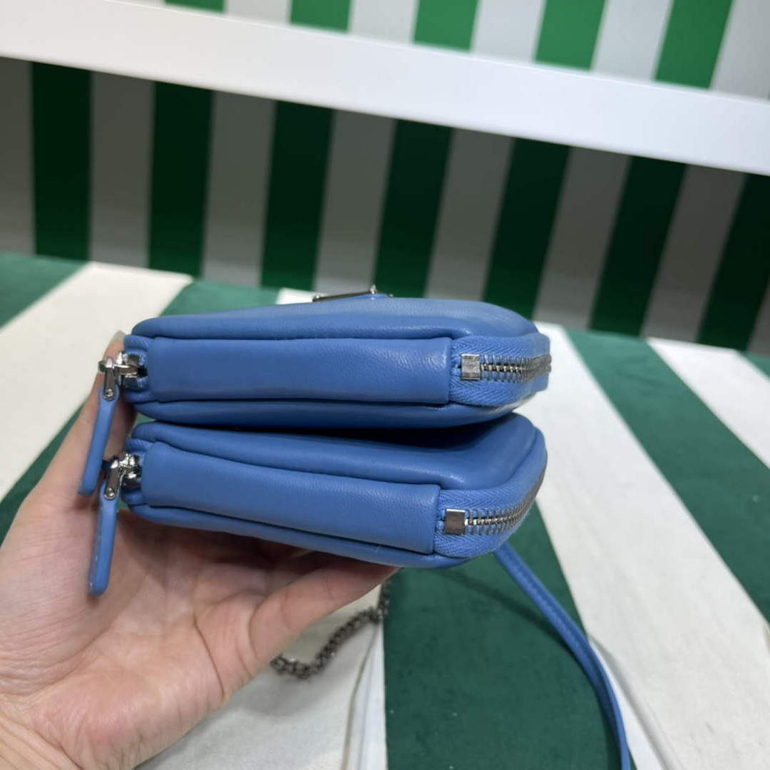 Prada 1NR015 Saffiano leather mini pouch Blue - Default Title - View 5