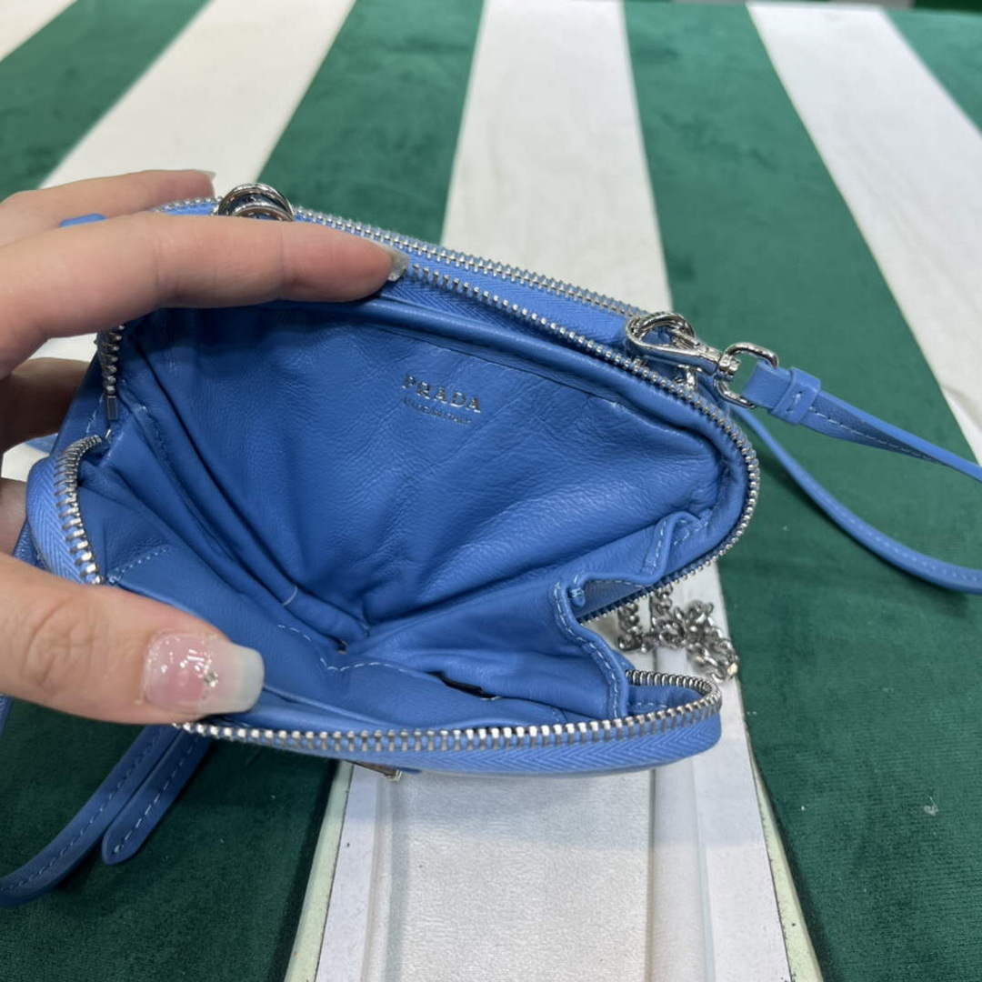 Prada 1NR015 Saffiano leather mini pouch Blue - Default Title - View 7