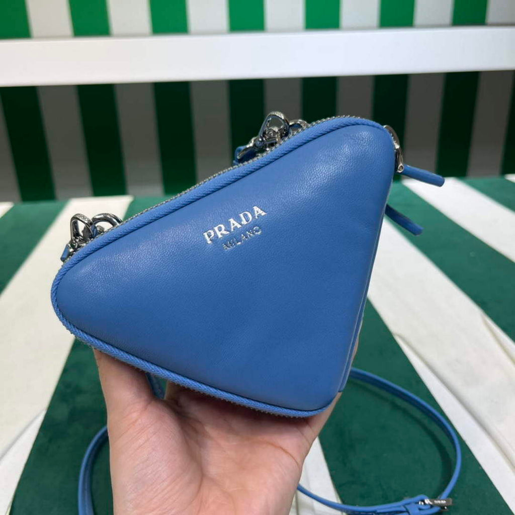 Prada 1NR015 Saffiano leather mini pouch Blue