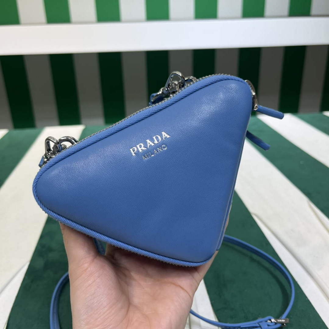 Prada 1NR015 Saffiano leather mini pouch Blue