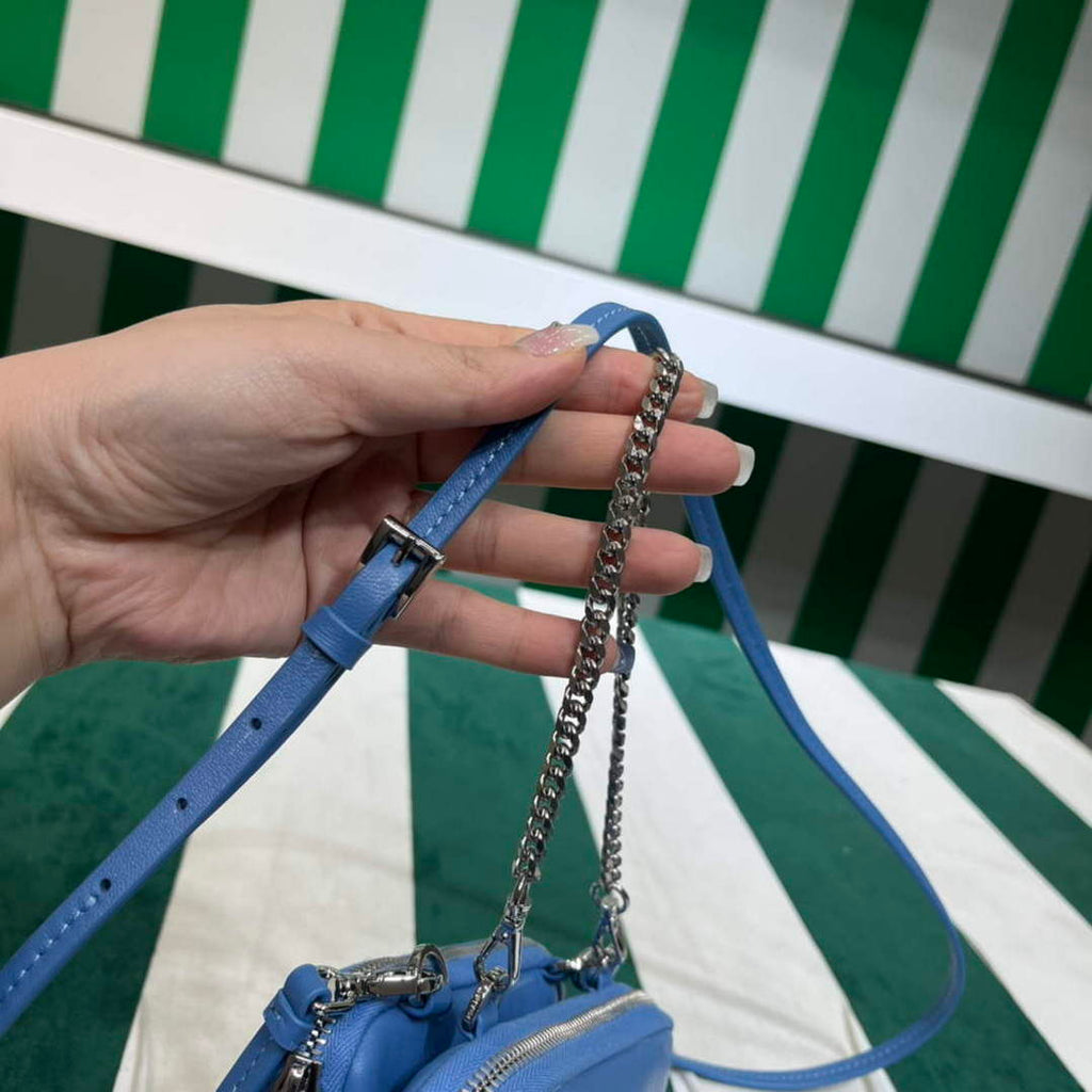 Prada 1NR015 Saffiano leather mini pouch Blue