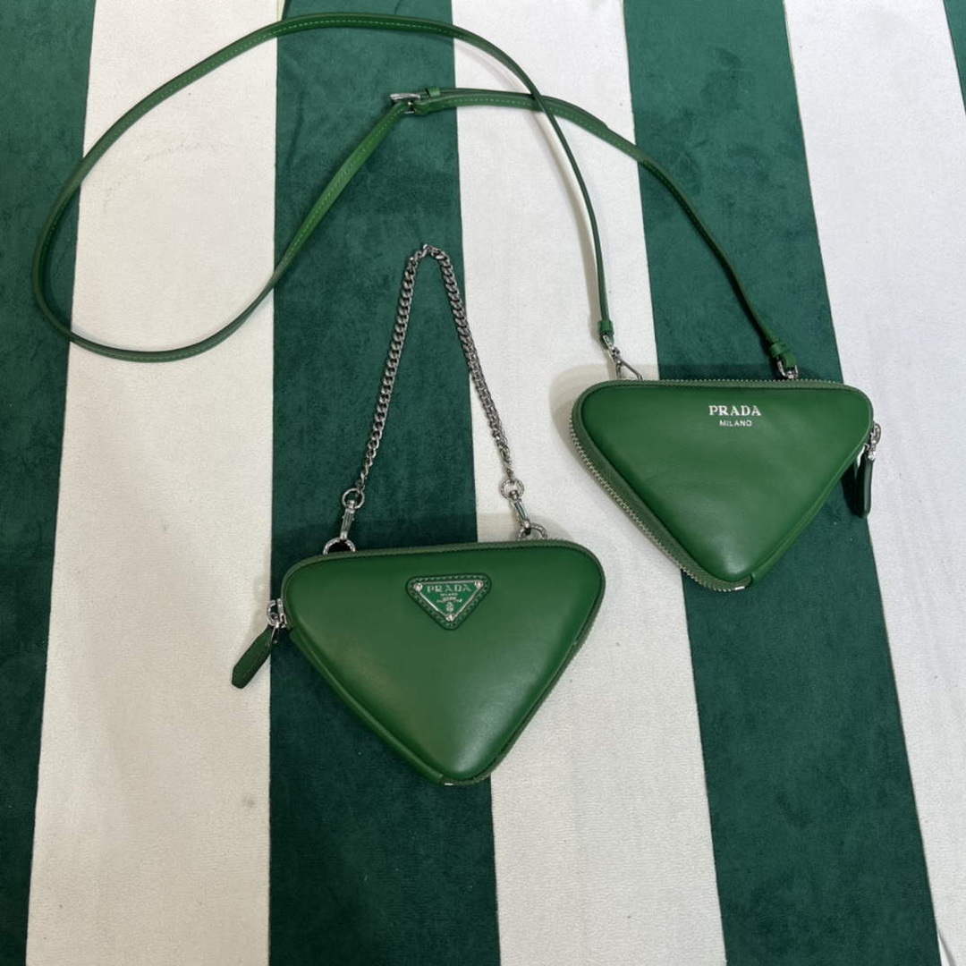 Prada 1NR015 Saffiano leather mini pouch Green - Default Title - View 1