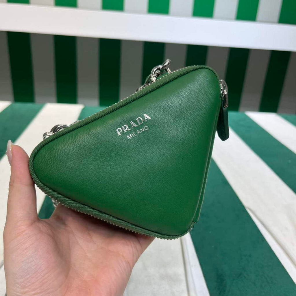 Prada 1NR015 Saffiano leather mini pouch Green