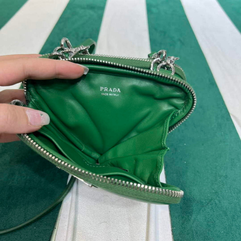 Prada 1NR015 Saffiano leather mini pouch Green