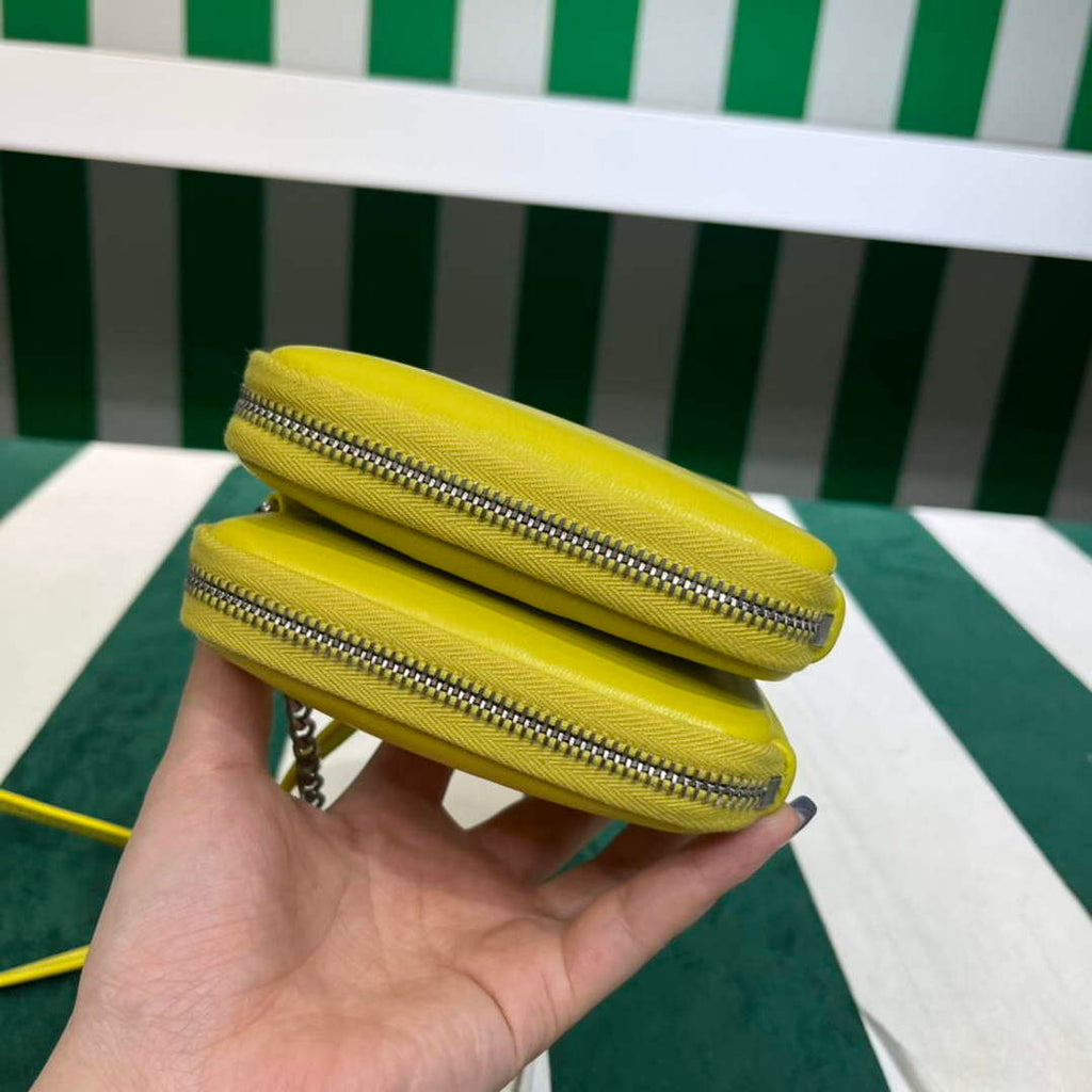 Prada 1NR015 Saffiano leather mini pouch lemon yellow