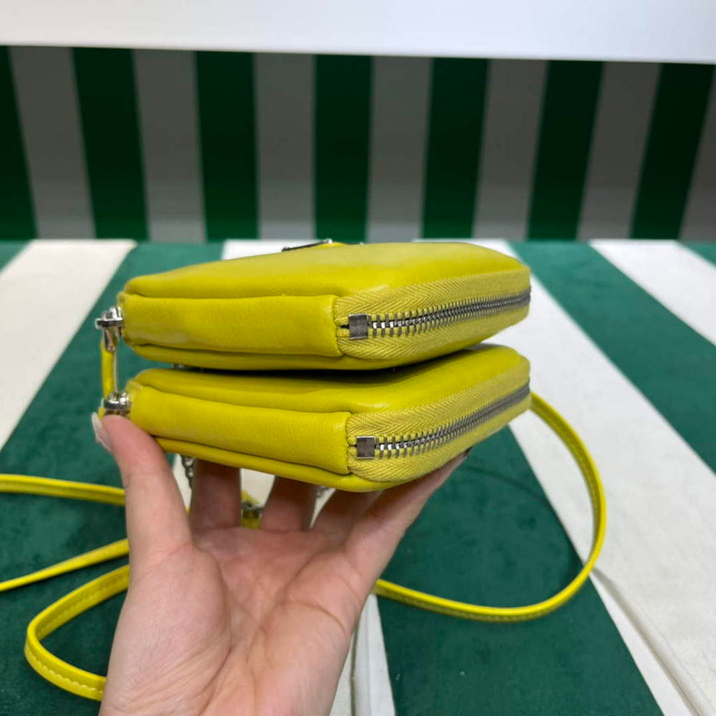 Prada 1NR015 Saffiano leather mini pouch lemon yellow