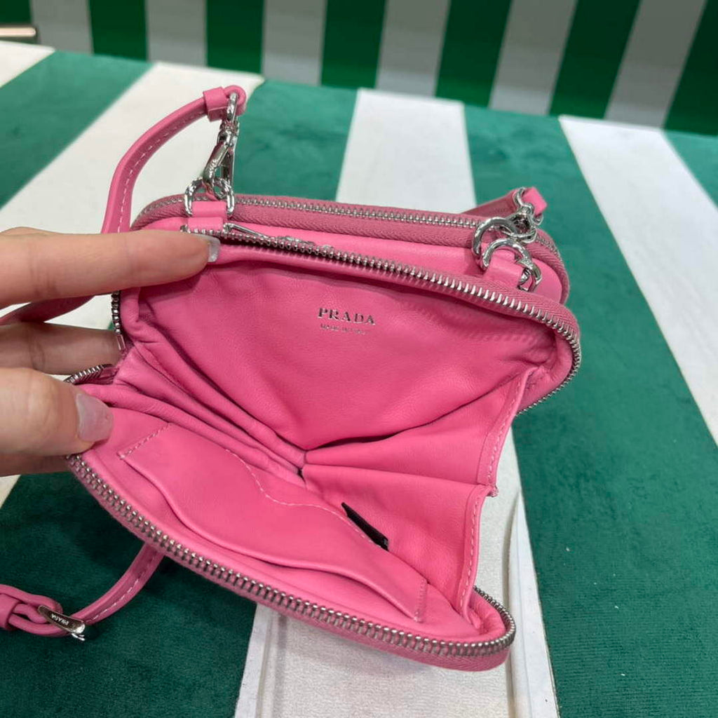 Prada 1NR015 Saffiano leather mini pouch Pink