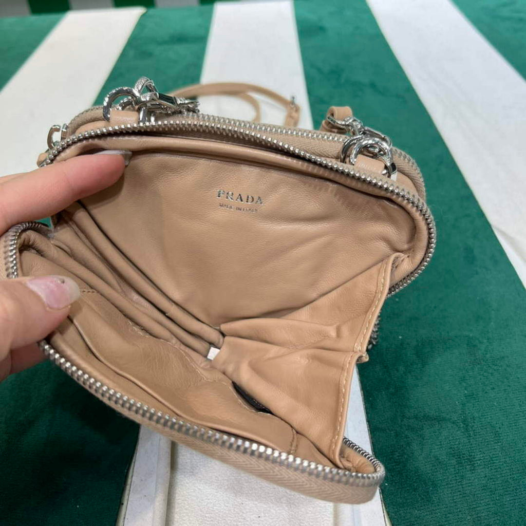 Prada 1NR015 Saffiano leather mini pouch powder pink