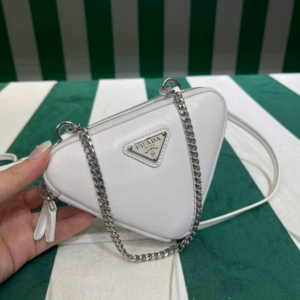 Prada 1NR015 Saffiano leather mini pouch White