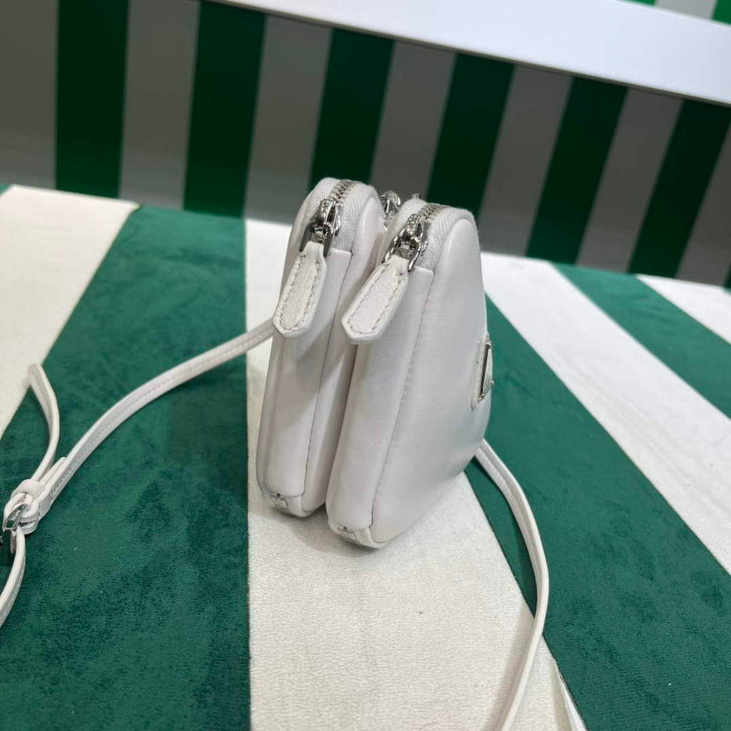 Prada 1NR015 Saffiano leather mini pouch White