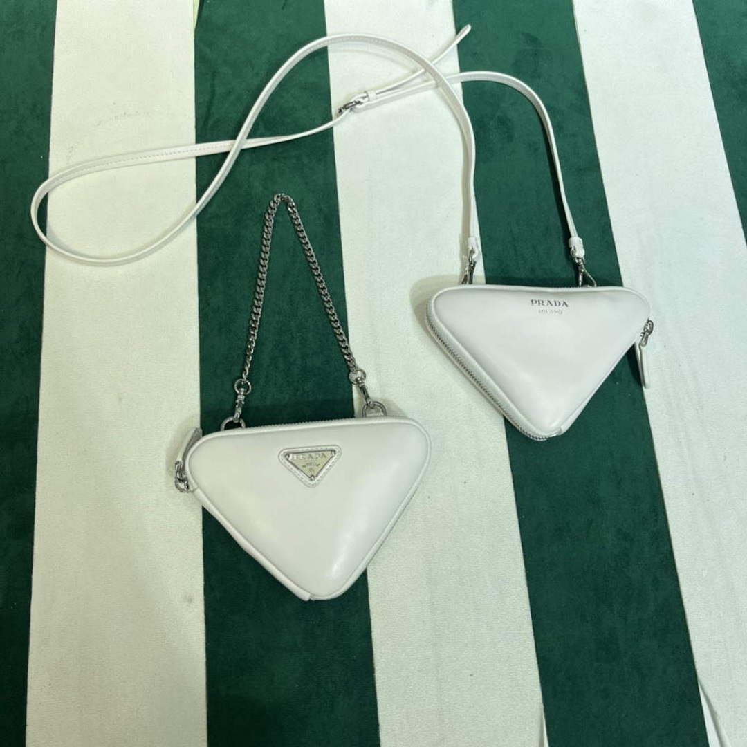 Prada 1NR015 Saffiano leather mini pouch White - Default Title - View 1