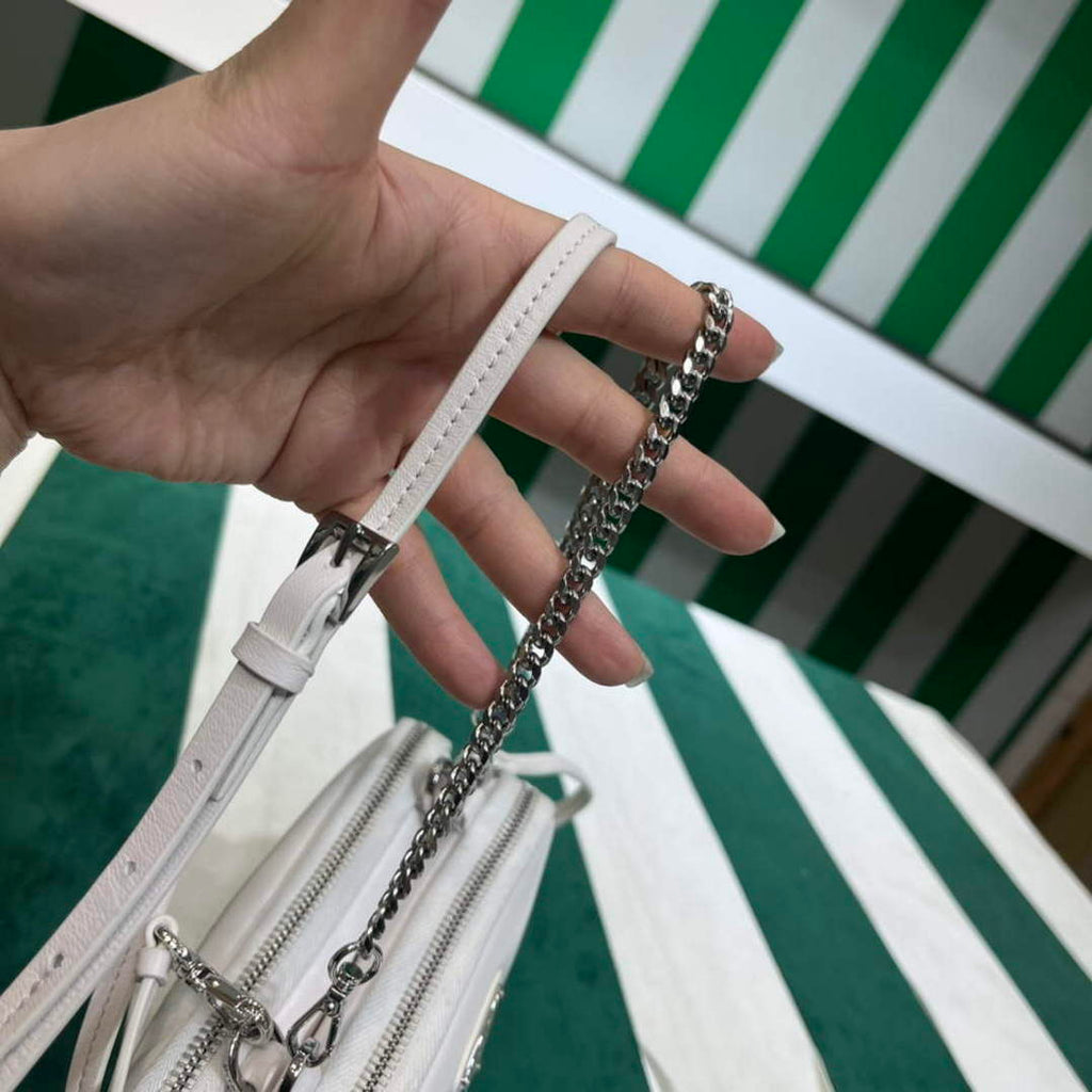 Prada 1NR015 Saffiano leather mini pouch White