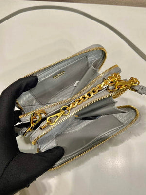 Prada 1NR015 Shearling and Saffiano leather mini-pouch Cornflower - Default Title - View 8