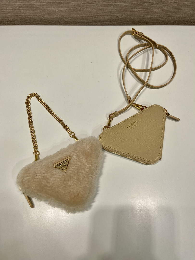 Prada 1NR015 Shearling and Saffiano leather mini-pouch Gold - Default Title - View 3