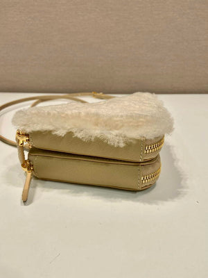 Prada 1NR015 Shearling and Saffiano leather mini-pouch Gold - Default Title - View 6