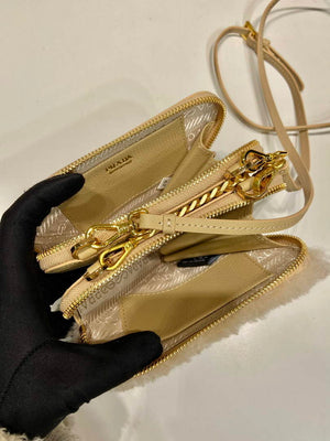 Prada 1NR015 Shearling and Saffiano leather mini-pouch Gold - Default Title - View 8