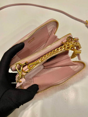 Prada 1NR015 Shearling and Saffiano leather mini-pouch Orchid pink - Default Title - View 8